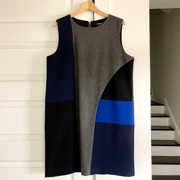 SALE! DKNY Color Block Sleeveless Tunic Dress ~ Size L (WITH POCKETS!) - Picture 3 of 6
